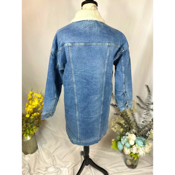 LNDN Landon Denim Sherpa Lined Trench Jacket Medium Wash XS/S - Picture 13 of 16